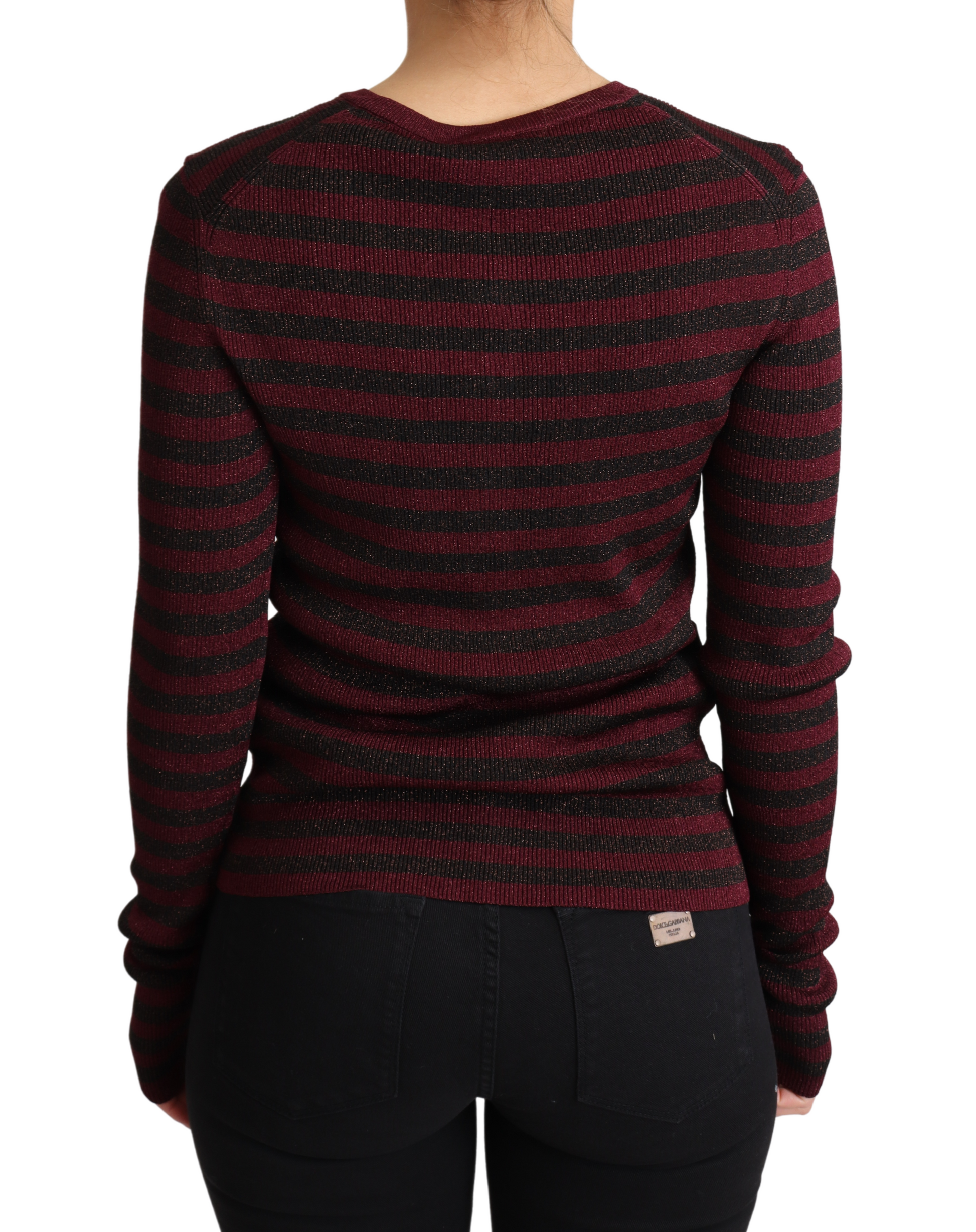 Dolce & Gabbana Black Red Striped Viscose Cardigan Sweater Dolce & Gabbana