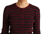 Dolce & Gabbana Black Red Striped Viscose Cardigan Sweater