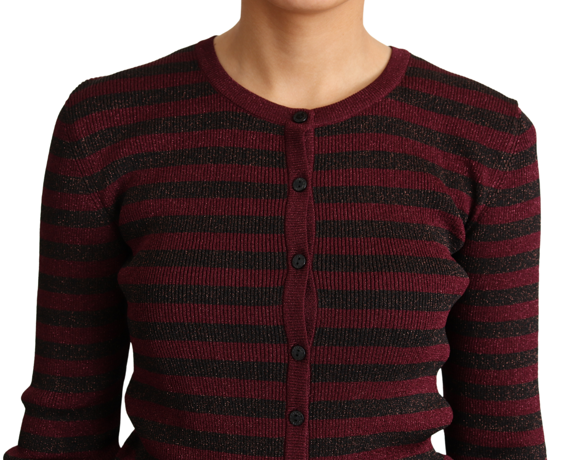 Dolce & Gabbana Black Red Striped Viscose Cardigan Sweater Dolce & Gabbana