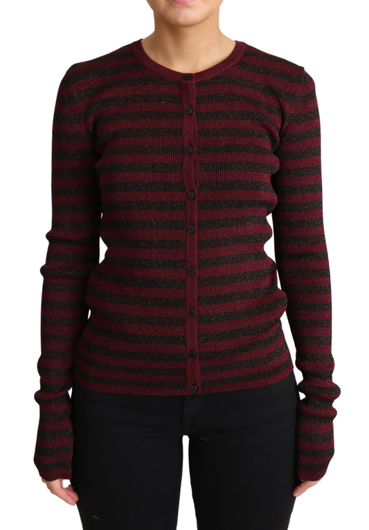 Dolce & Gabbana Black Red Striped Viscose Cardigan Sweater Dolce & Gabbana