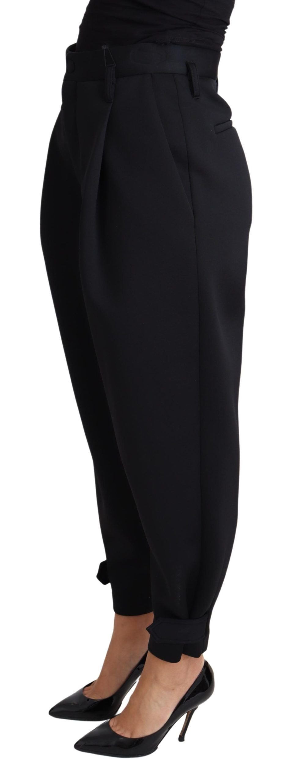 Dolce & Gabbana Black Cropped Dress High Waist Polyester Pants Dolce & Gabbana