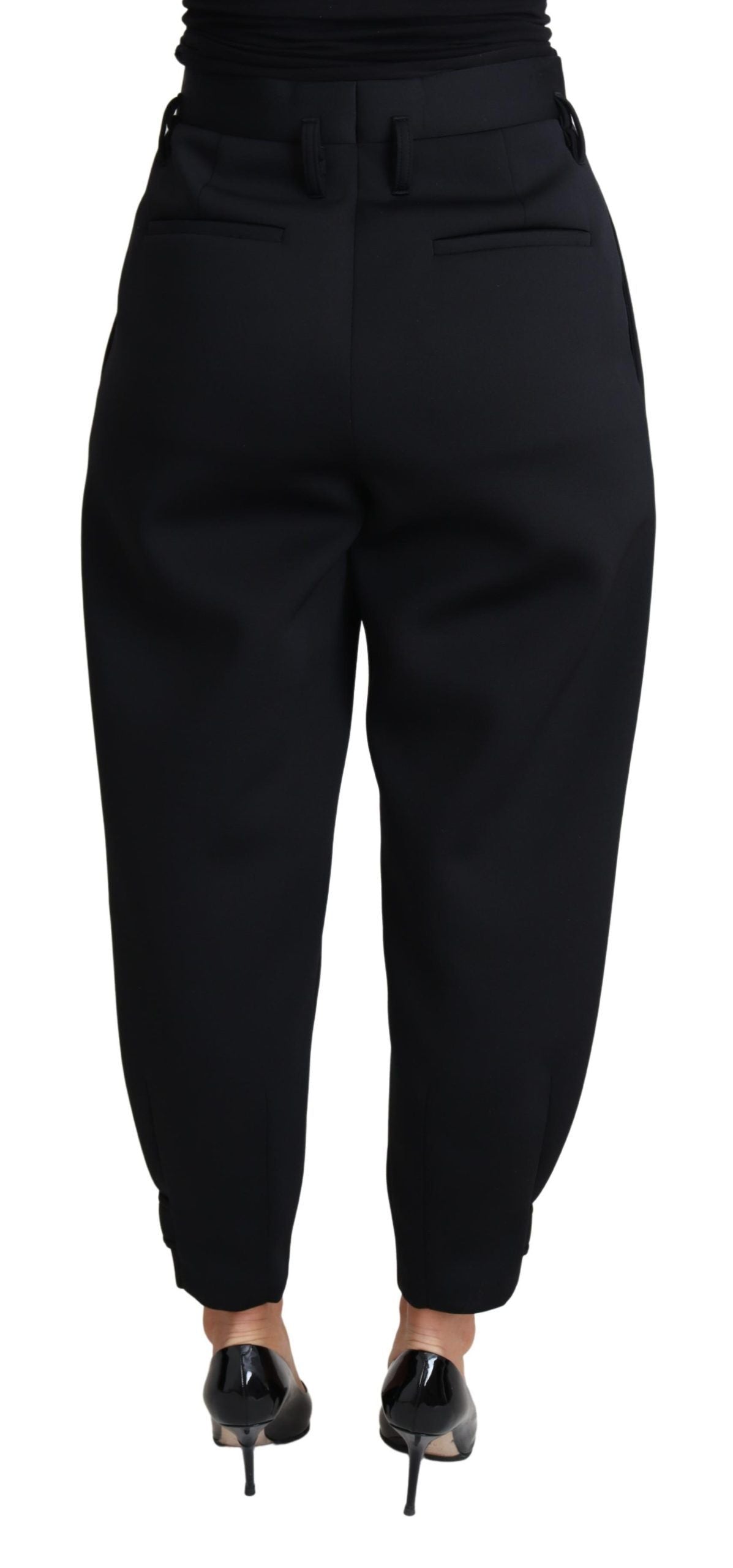 Dolce & Gabbana Black Cropped Dress High Waist Polyester Pants Dolce & Gabbana