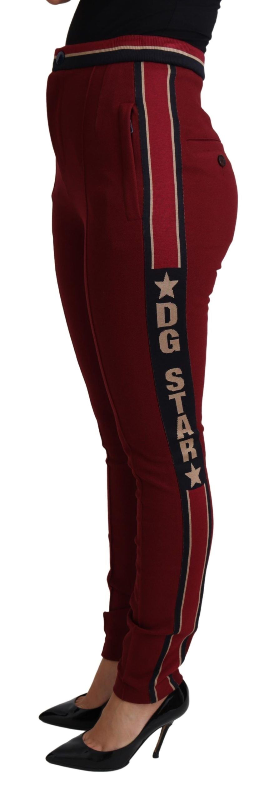 Dolce & Gabbana Red DG Star Striped Skinny Cotton Pant Dolce & Gabbana