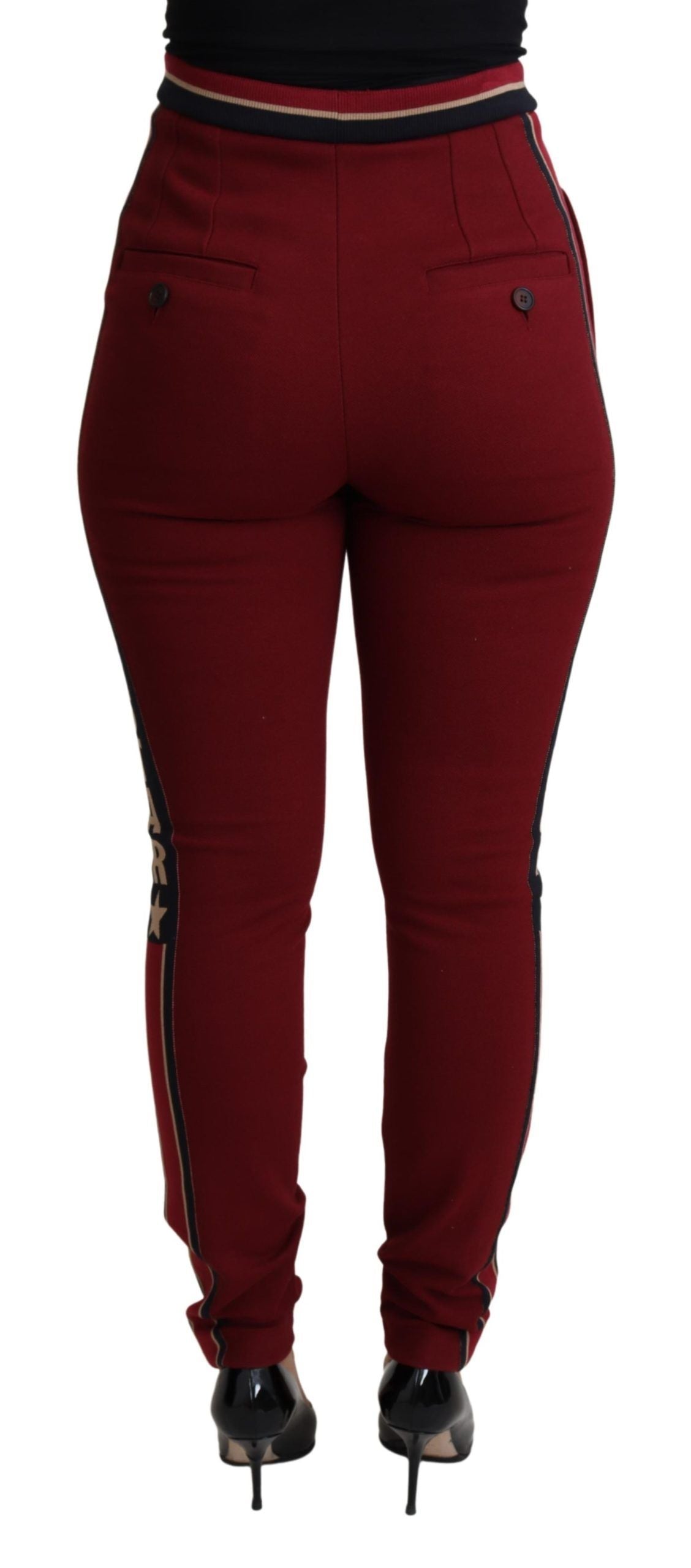 Dolce & Gabbana Red DG Star Striped Skinny Cotton Pant Dolce & Gabbana