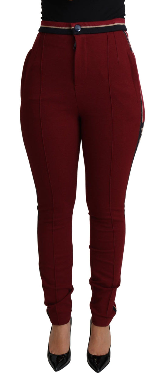 Dolce & Gabbana Red DG Star Striped Skinny Cotton Pant Dolce & Gabbana
