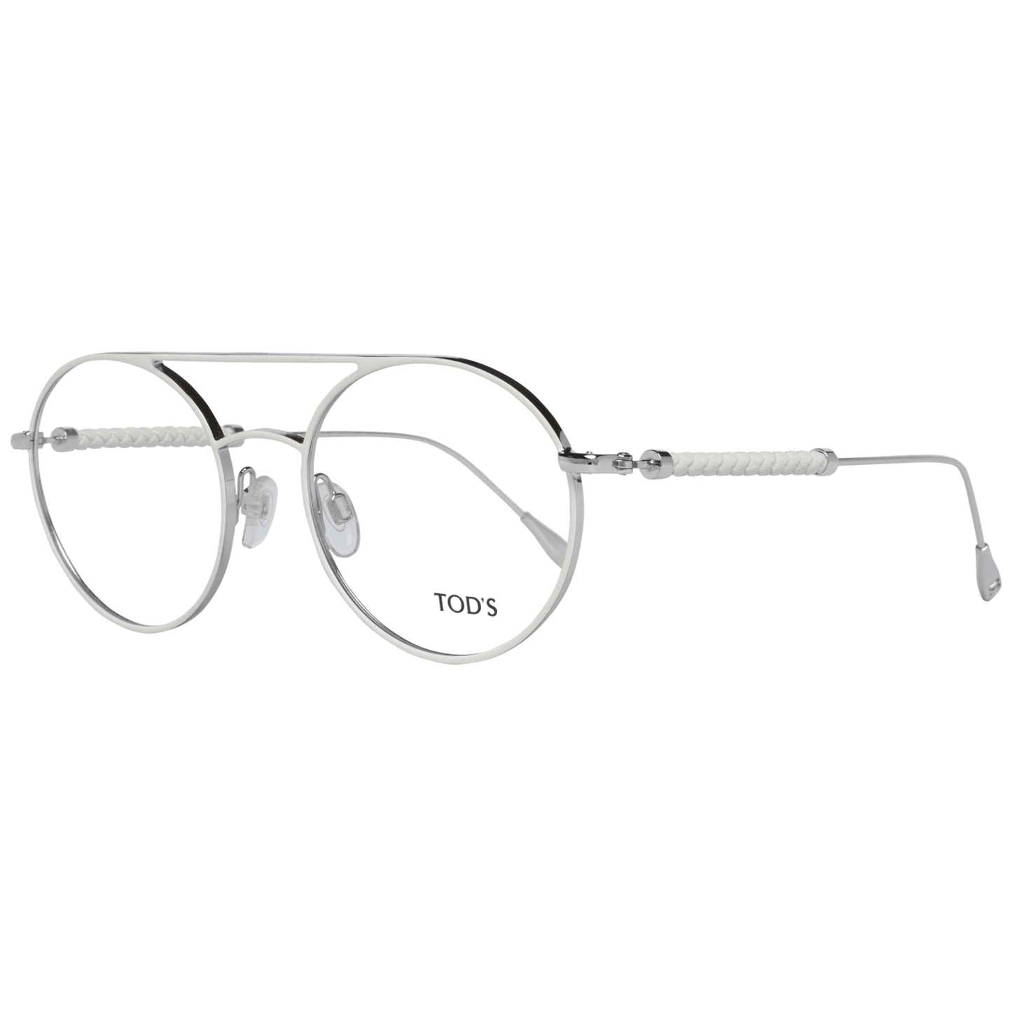 Tod's White Metal & Leather Glasses Frames
