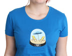 Moschino Blue Printed Cotton Short Sleeves Tops T-shirt