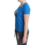 Moschino Blue Cotton Come Play 4 Us Print T-shirt