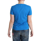 Moschino Blue Cotton Come Play 4 Us Print T-shirt