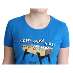 Moschino Blue Cotton Come Play 4 Us Print T-shirt