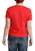 Moschino Red Cotton Swim Graphic Triangle Print T-shirt