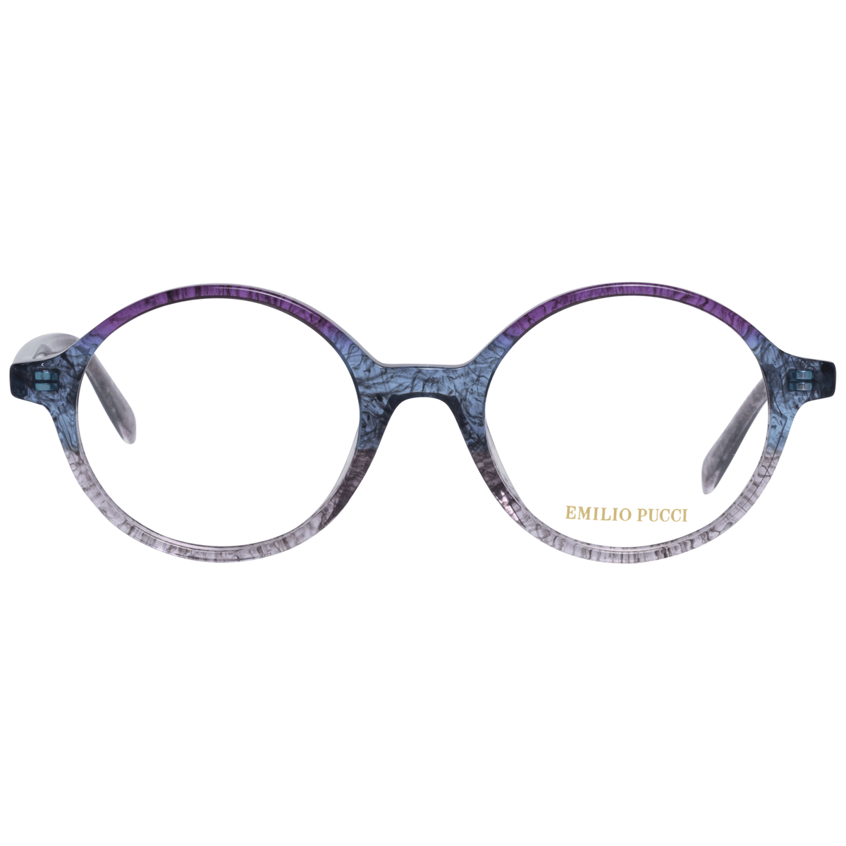 Emilio Pucci purple plastic eyeglass frames with a sleek, modern design and bold color for stylish eyewear.