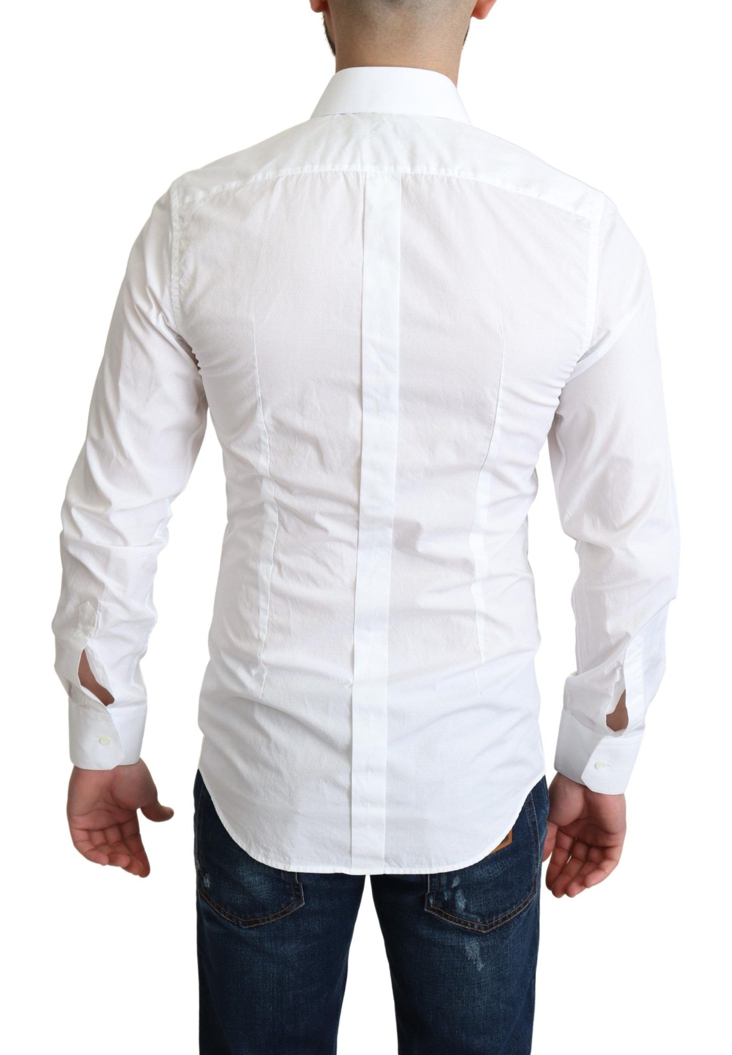 Dolce & Gabbana White Cotton Long Sleeves Men Formal Shirt Dolce & Gabbana