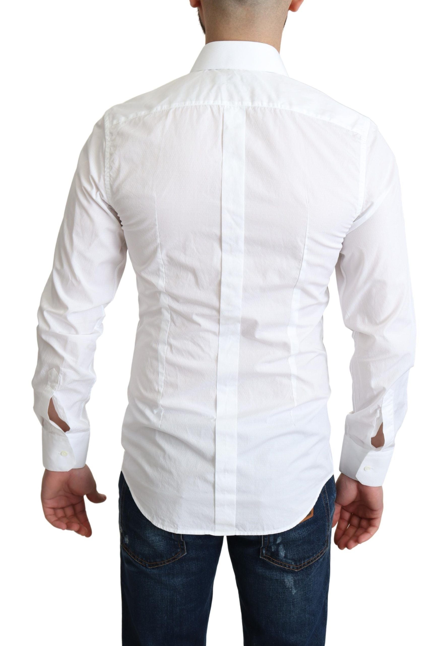 Dolce & Gabbana White Cotton Long Sleeves Men Formal Shirt Dolce & Gabbana