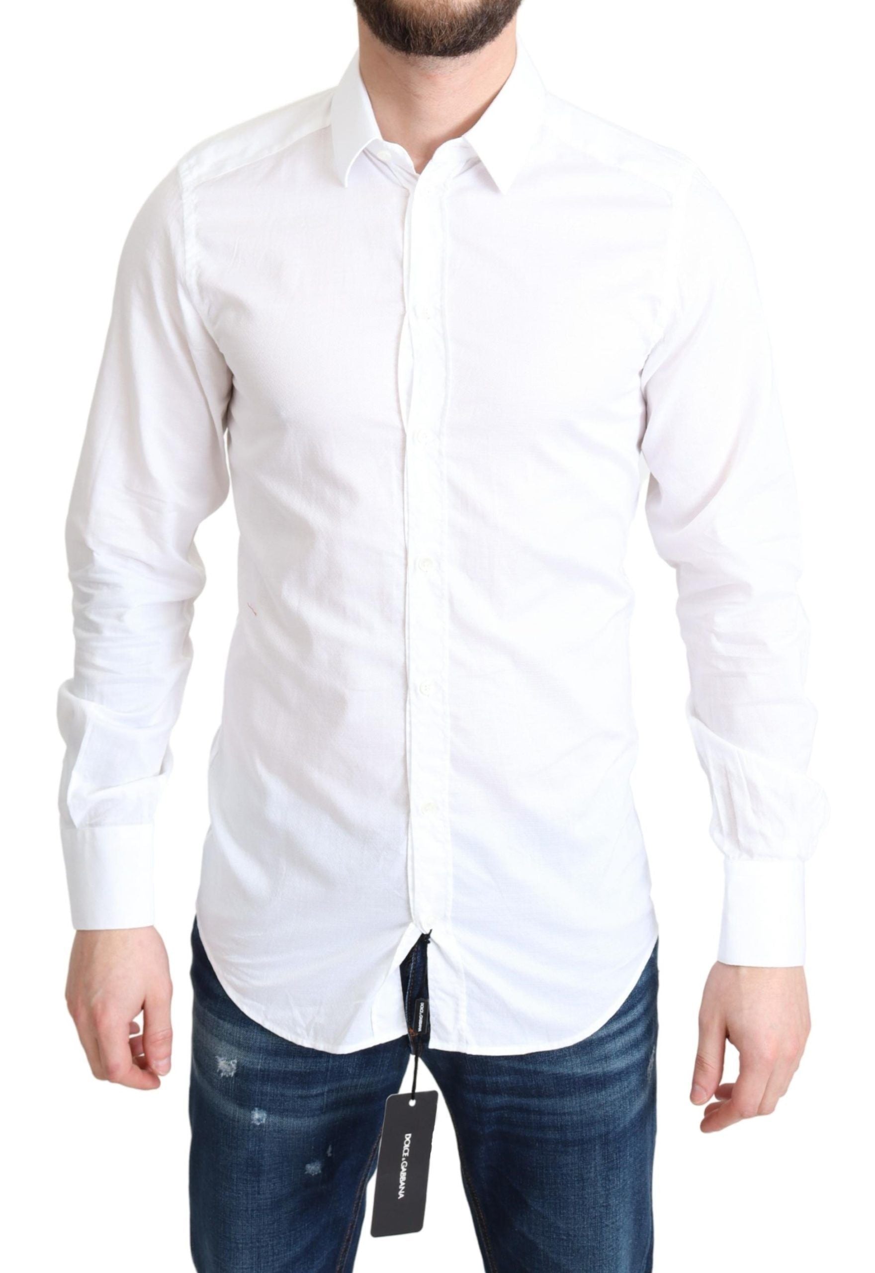 Dolce & Gabbana White Cotton Long Sleeves Formal Shirt Dolce & Gabbana