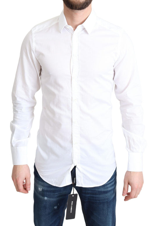 Dolce & Gabbana White Cotton Long Sleeves Formal Shirt Dolce & Gabbana