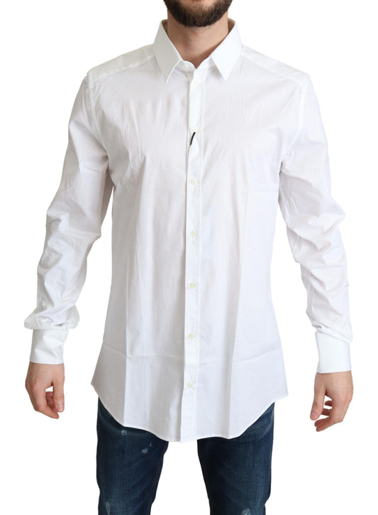 Dolce & Gabbana White Cotton Stretch Men Dress Formal Shirt Dolce & Gabbana