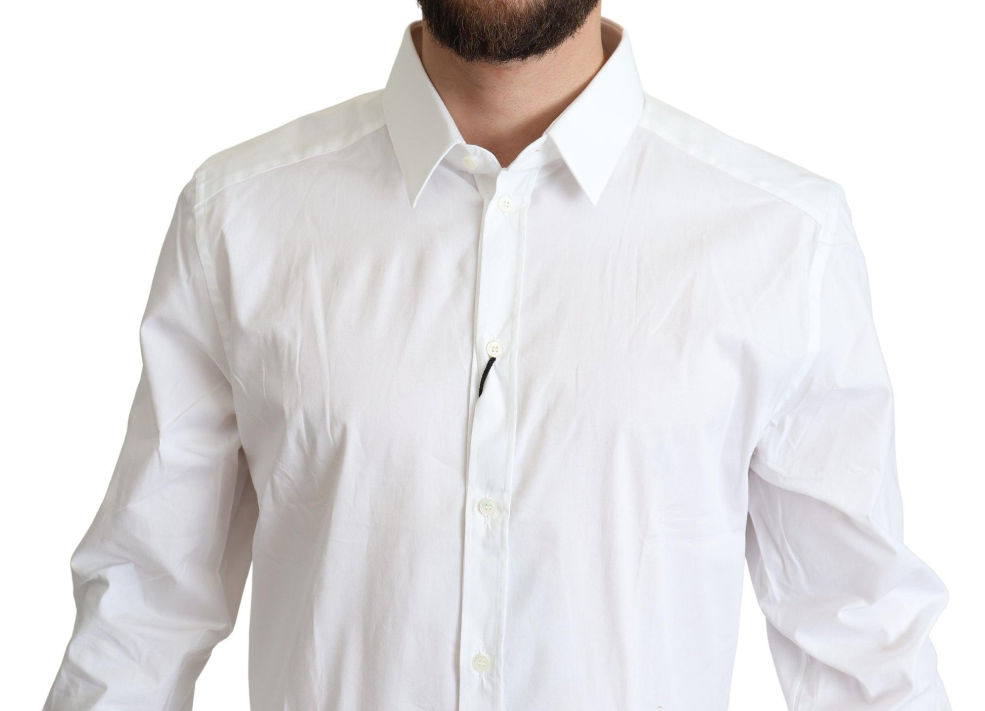 Dolce & Gabbana White Cotton Stretch Men Dress Formal Shirt Dolce & Gabbana
