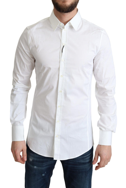 Dolce & Gabbana White Cotton Stretch Men Formal SICILIA Shirt Dolce & Gabbana