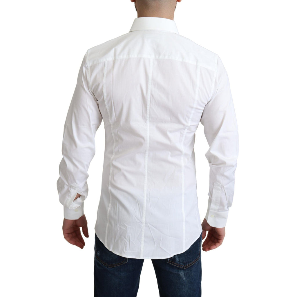 Dolce & Gabbana White Cotton Stretch Men Formal SICILIA Shirt