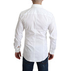 Dolce & Gabbana White Cotton Stretch Men Formal SICILIA Shirt