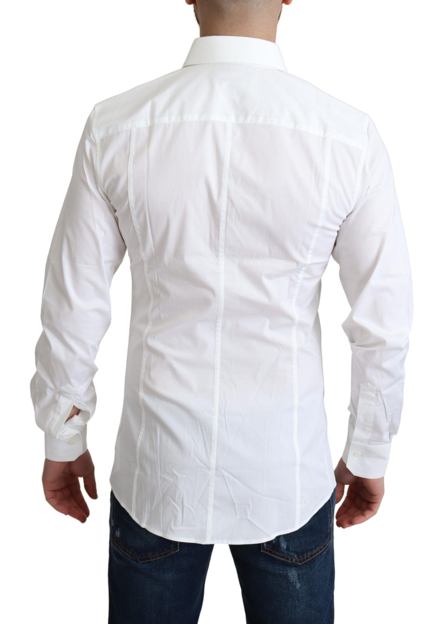 Dolce & Gabbana White Cotton Stretch Men Formal SICILIA Shirt Dolce & Gabbana