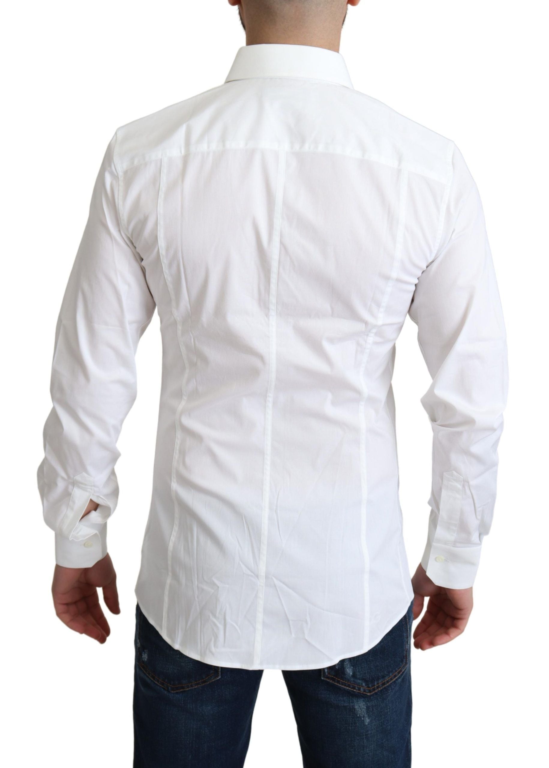 Dolce & Gabbana White Cotton Stretch Men Formal SICILIA Shirt Dolce & Gabbana
