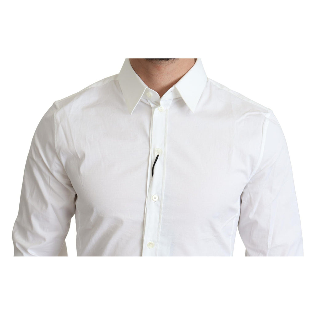 Dolce & Gabbana White Cotton Stretch Men Formal SICILIA Shirt