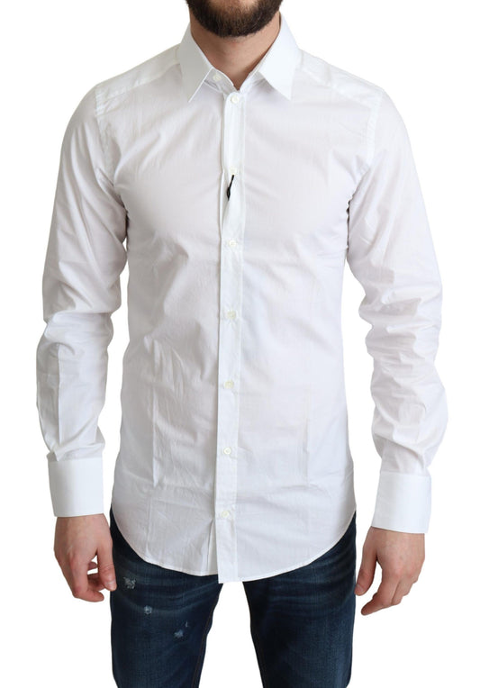 Dolce & Gabbana White Pure Cotton Men Dress Formal Shirt Dolce & Gabbana