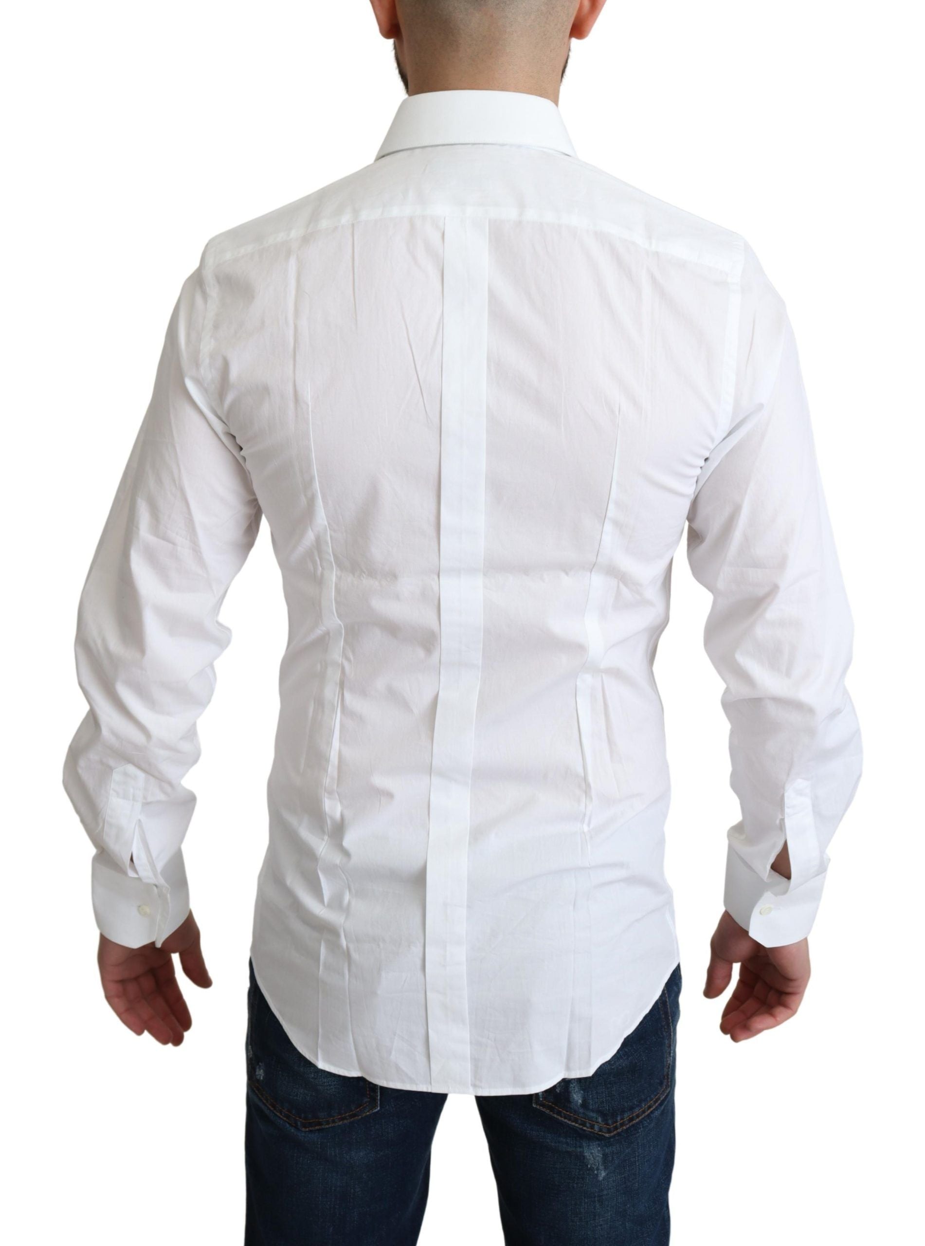 Dolce & Gabbana White Pure Cotton Men Dress Formal Shirt Dolce & Gabbana