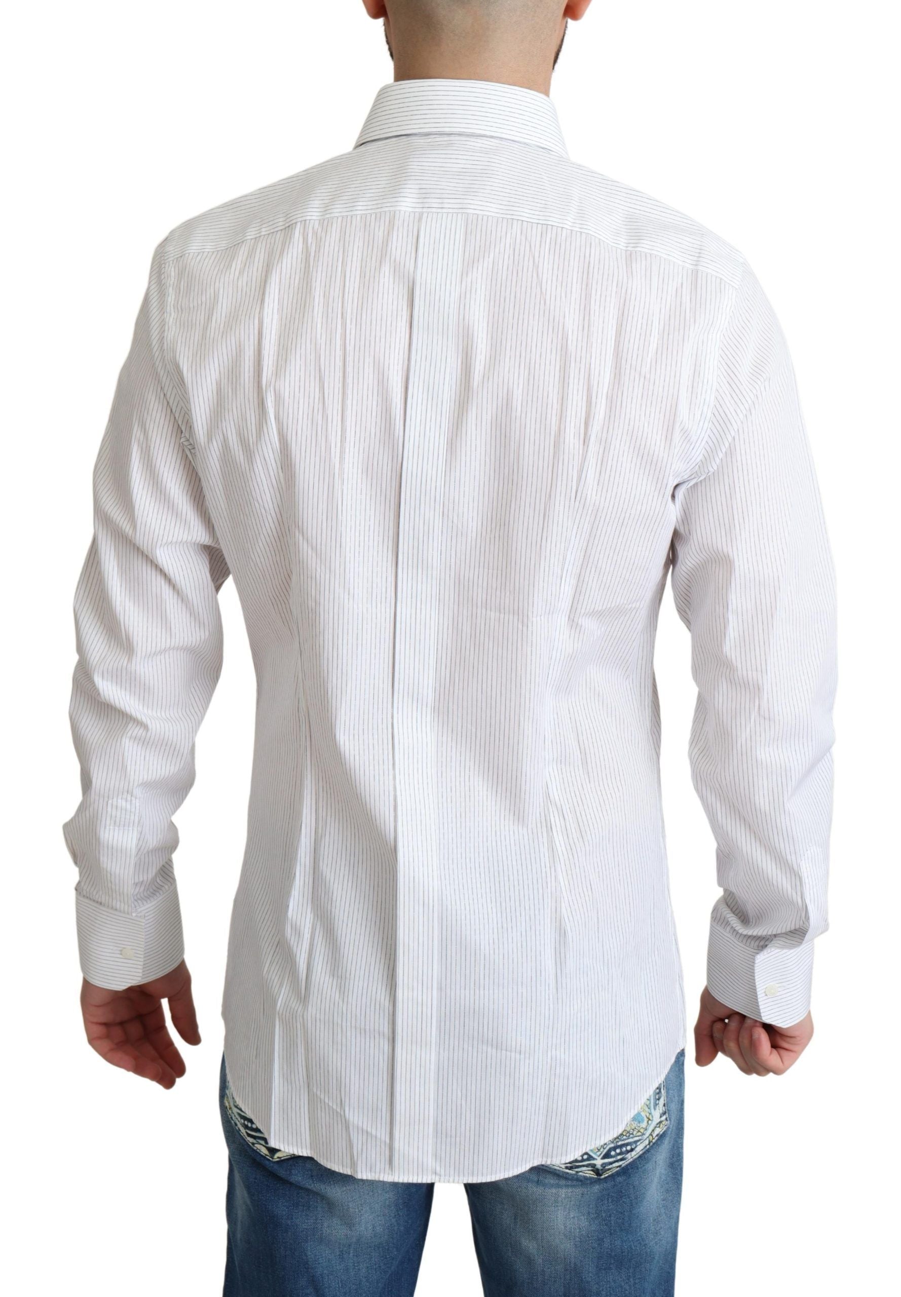 Dolce & Gabbana White Stripes Cotton Formal Dress Shirt Dolce & Gabbana