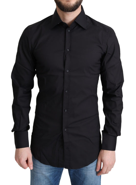 Dolce & Gabbana Black Cotton Blend Formal Dress Shirt Dolce & Gabbana