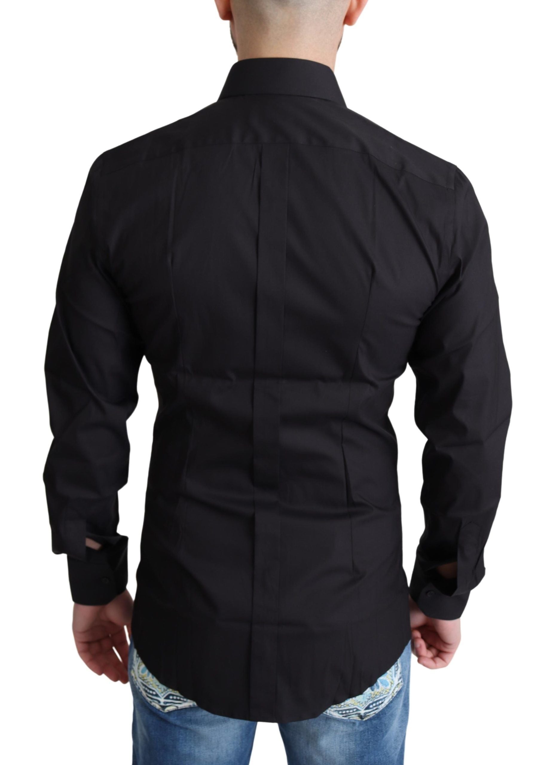Dolce & Gabbana Black Cotton Blend Formal Dress Shirt Dolce & Gabbana