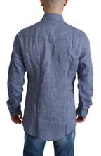 Dolce & Gabbana Blue Stripes Men Casual Button Down Shirt