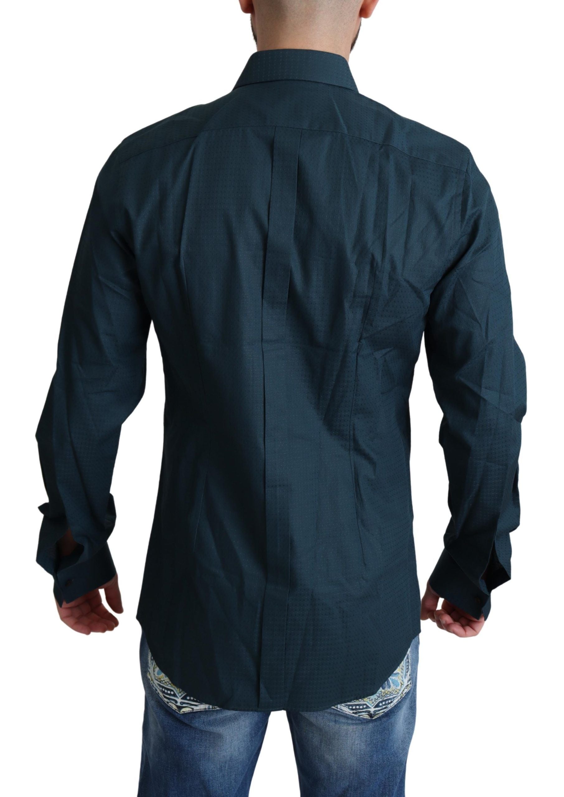 Dolce & Gabbana Blue Placket Cotton Dress Formal Shirt Dolce & Gabbana