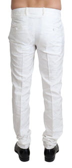 Dolce & Gabbana White Brocade Jaquard Dress Trouser Pants