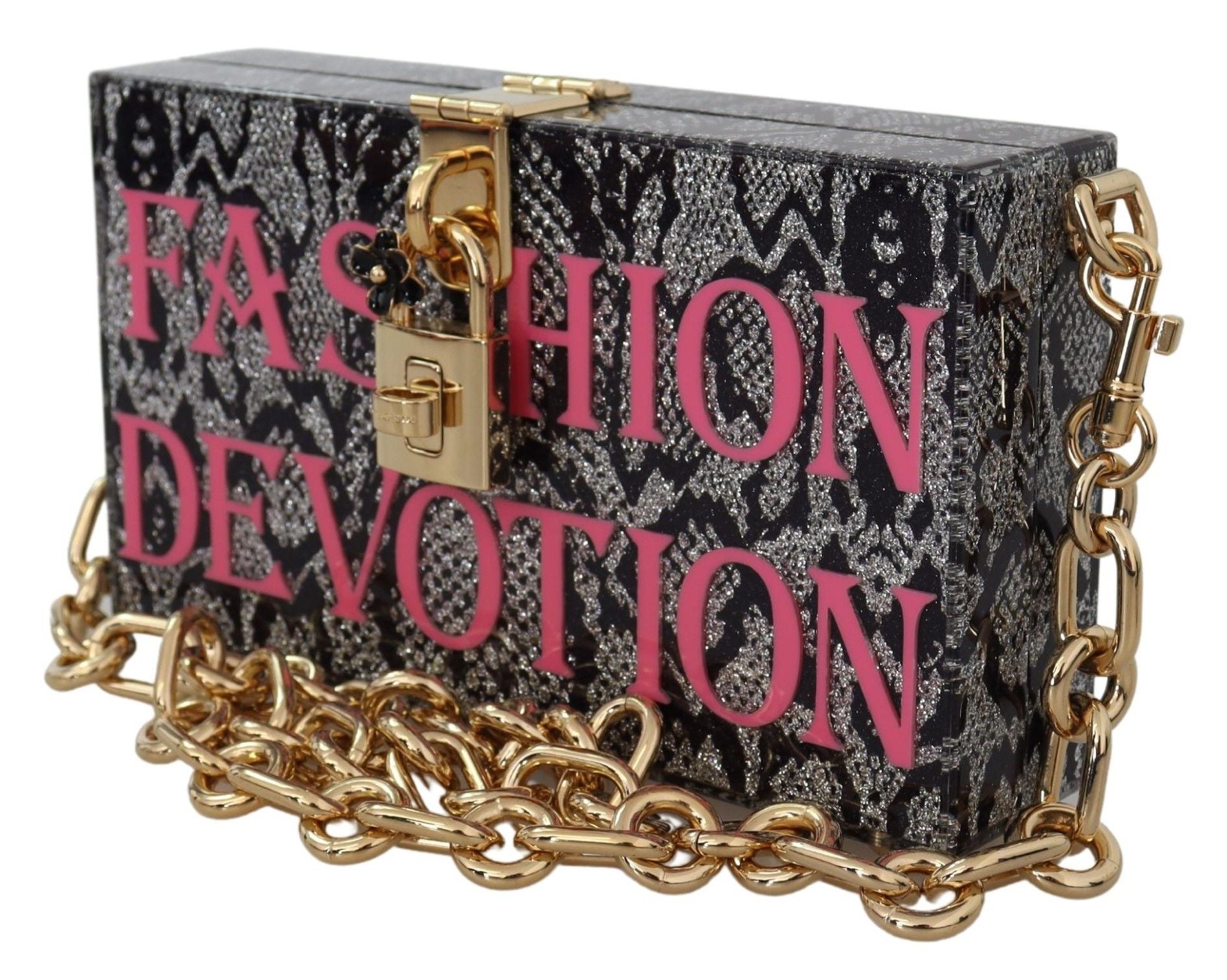 Dolce & Gabbana Gray Fashion Devotion Clutch Plexi SICILY BOX Purse Dolce & Gabbana