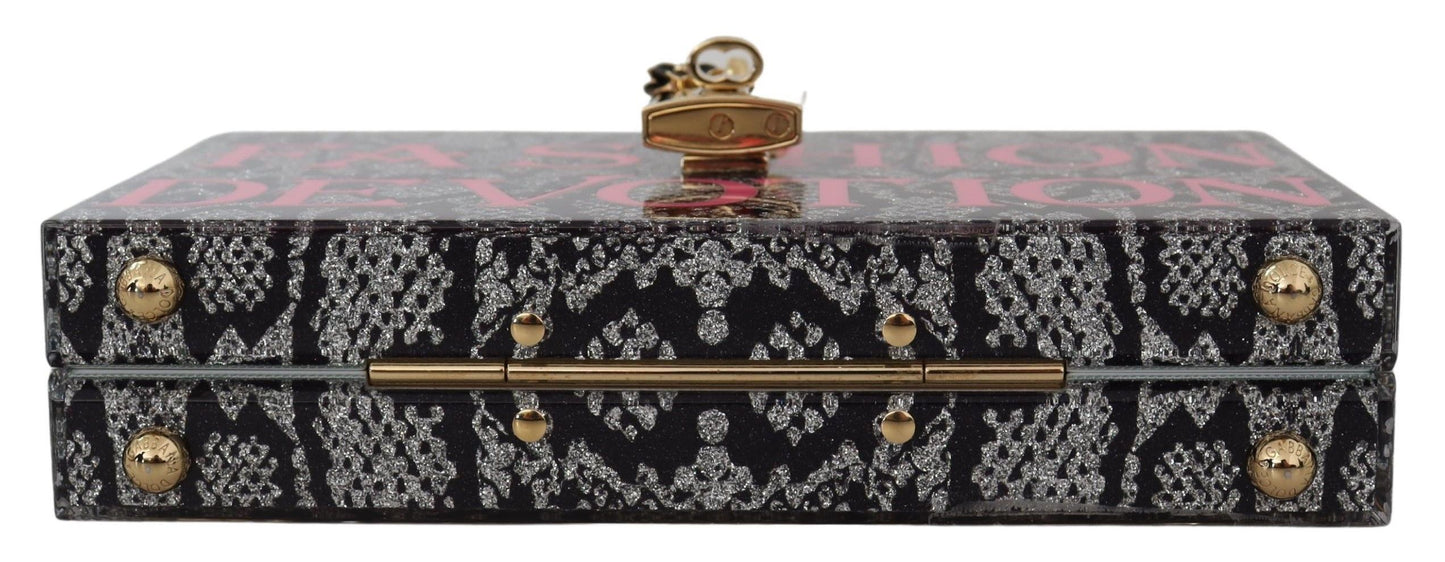 Dolce & Gabbana Gray Fashion Devotion Clutch Plexi SICILY BOX Purse Dolce & Gabbana