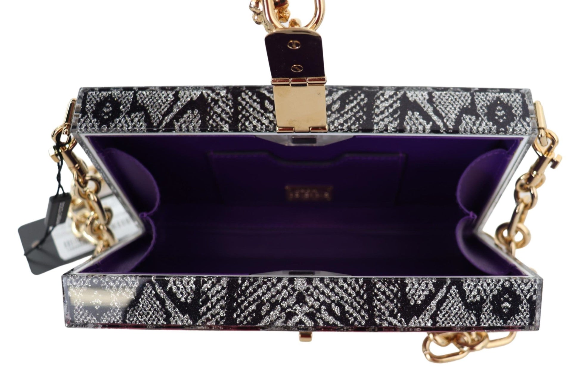 Dolce & Gabbana Gray Fashion Devotion Clutch Plexi SICILY BOX Purse Dolce & Gabbana