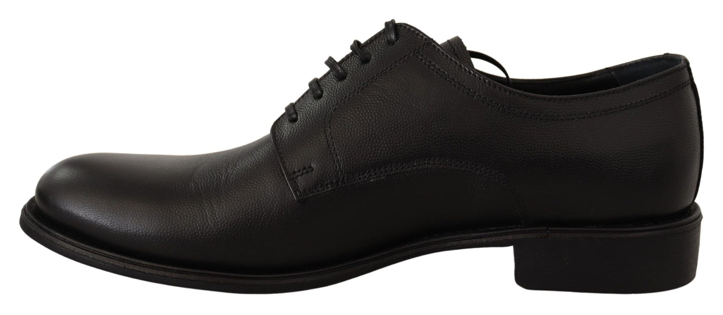 Dolce & Gabbana Black Leather Lace Up Mens Formal Derby Shoes Dolce & Gabbana