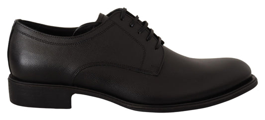 Dolce & Gabbana Black Leather Lace Up Mens Formal Derby Shoes Dolce & Gabbana