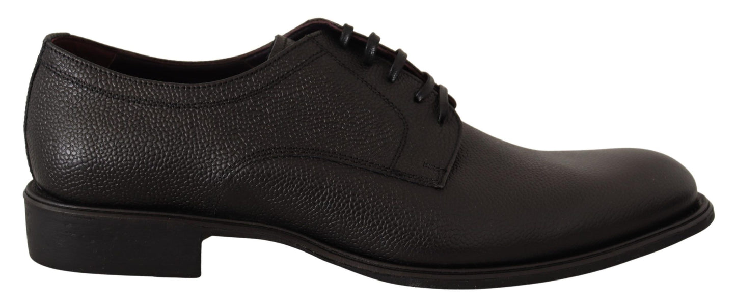 Dolce & Gabbana Black Leather Lace Up Mens Formal Derby Shoes Dolce & Gabbana