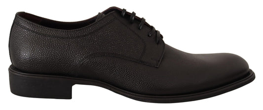Dolce & Gabbana Black Leather Lace Up Mens Formal Derby Shoes Dolce & Gabbana