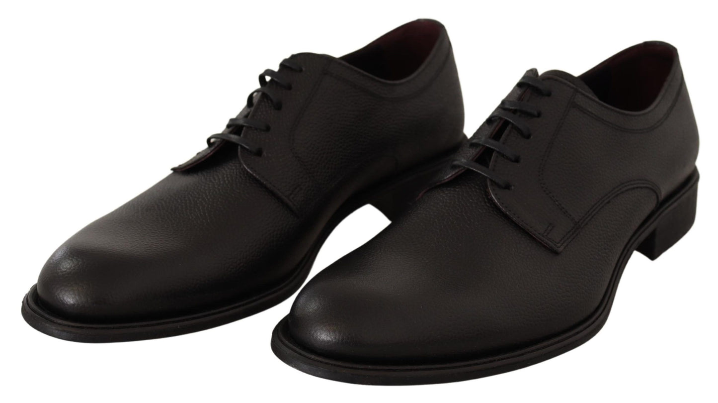 Dolce & Gabbana Black Leather Lace Up Mens Formal Derby Shoes Dolce & Gabbana