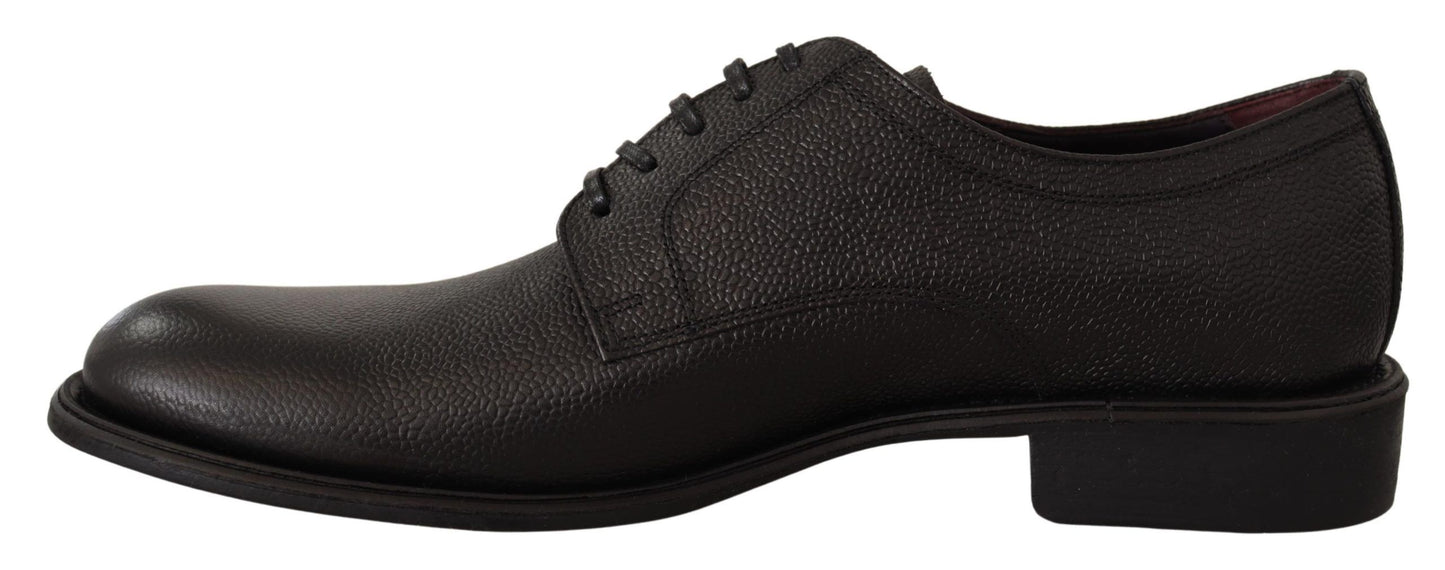 Dolce & Gabbana Black Leather Lace Up Mens Formal Derby Shoes Dolce & Gabbana