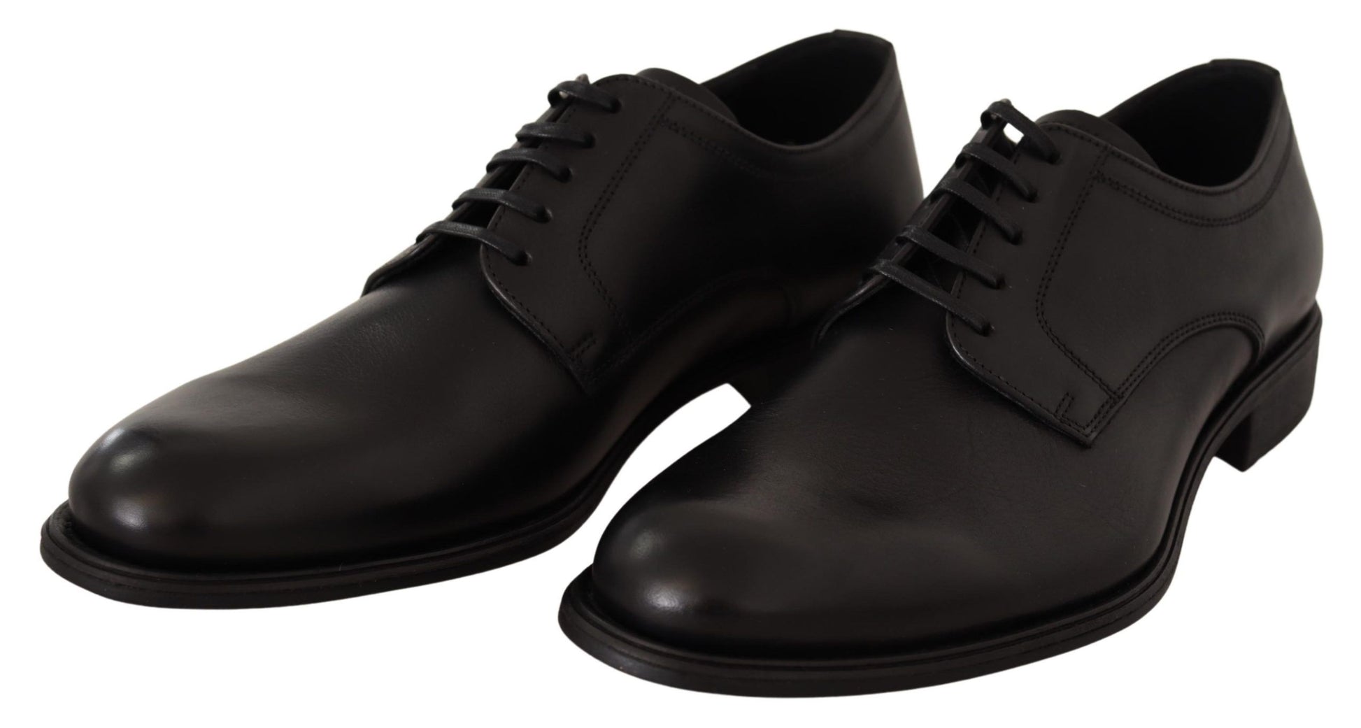 Dolce & Gabbana Black Leather Lace Up Mens Formal Derby Shoes Dolce & Gabbana