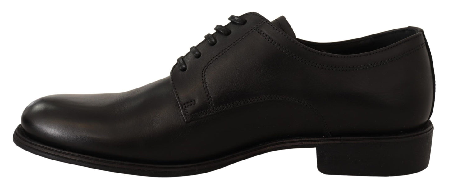 Dolce & Gabbana Black Leather Lace Up Mens Formal Derby Shoes Dolce & Gabbana