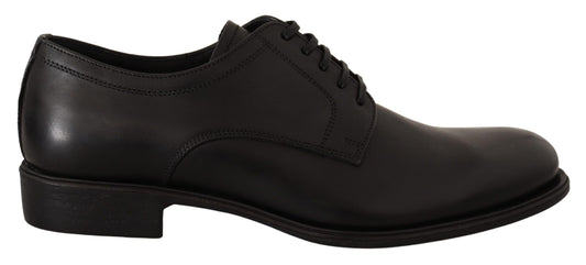 Dolce & Gabbana Black Leather Lace Up Mens Formal Derby Shoes Dolce & Gabbana
