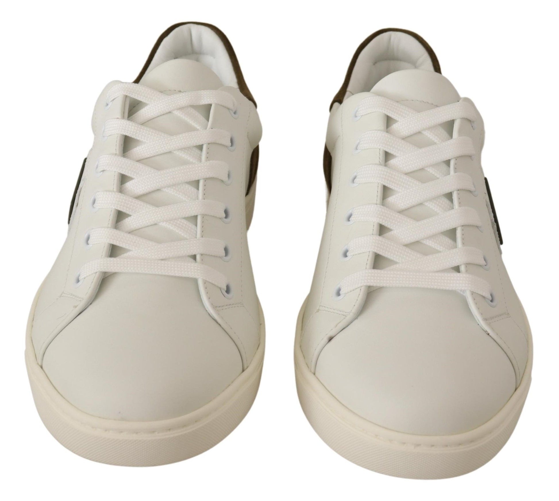 Dolce & Gabbana White Suede Leather Mens Low Tops Sneakers Dolce & Gabbana