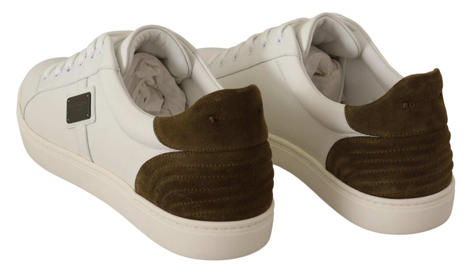 Dolce & Gabbana White Suede Leather Mens Low Tops Sneakers Dolce & Gabbana